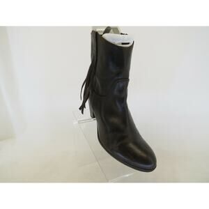 Charles David Black Leather Ankle Boots with Fringe